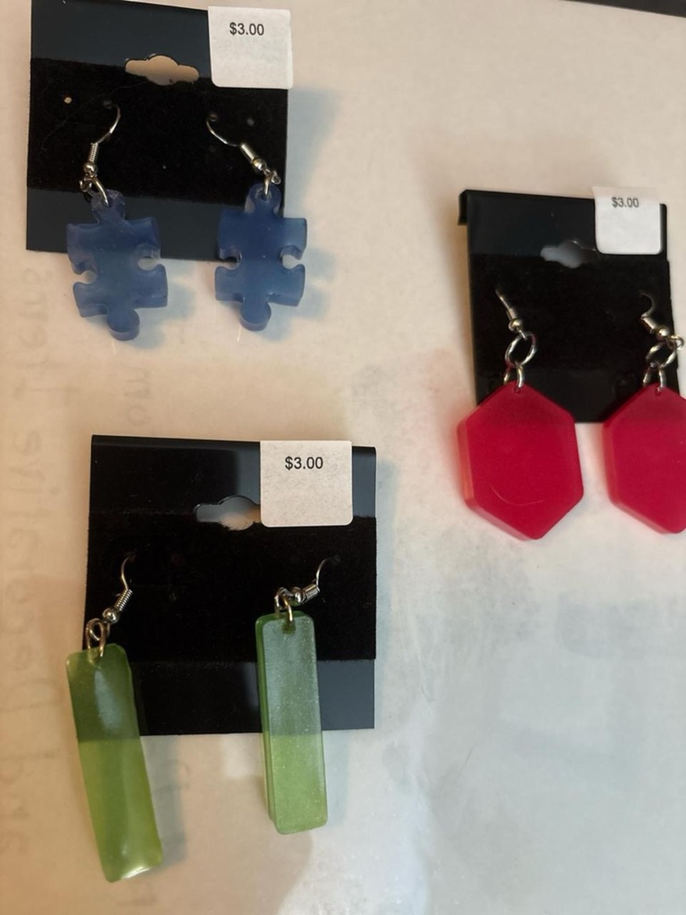 Mystery Pairs (2 minimum): Handmade Resin Colorful Geometric Drop Earrings